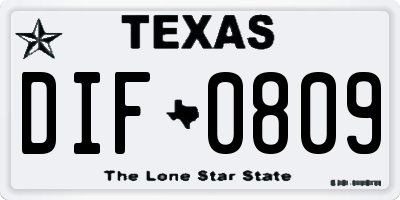 TX license plate DIF0809