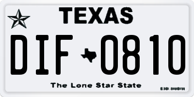 TX license plate DIF0810