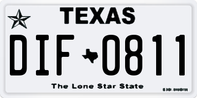 TX license plate DIF0811