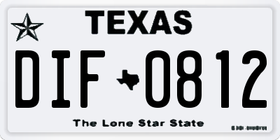 TX license plate DIF0812