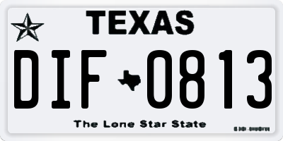 TX license plate DIF0813