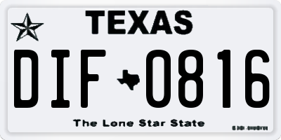 TX license plate DIF0816