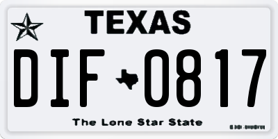 TX license plate DIF0817