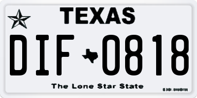 TX license plate DIF0818