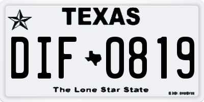 TX license plate DIF0819