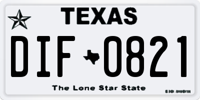 TX license plate DIF0821