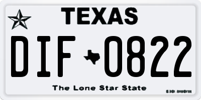 TX license plate DIF0822