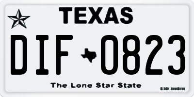 TX license plate DIF0823