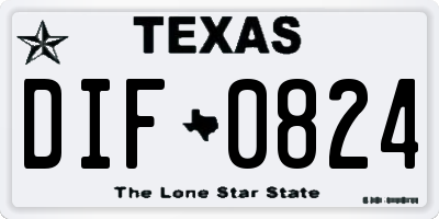 TX license plate DIF0824