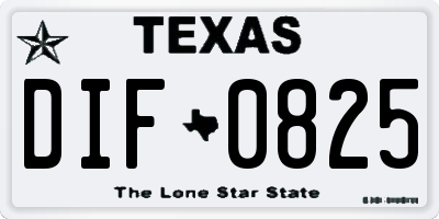 TX license plate DIF0825