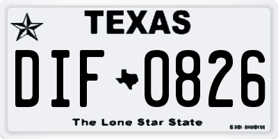 TX license plate DIF0826