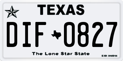 TX license plate DIF0827