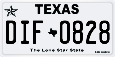 TX license plate DIF0828