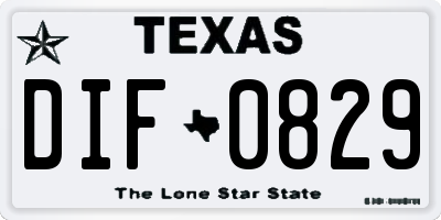 TX license plate DIF0829
