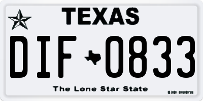 TX license plate DIF0833