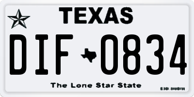 TX license plate DIF0834