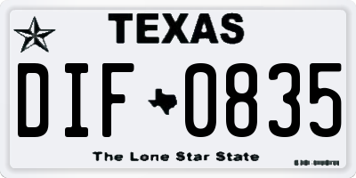 TX license plate DIF0835