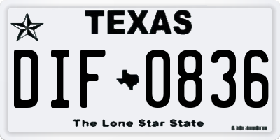 TX license plate DIF0836