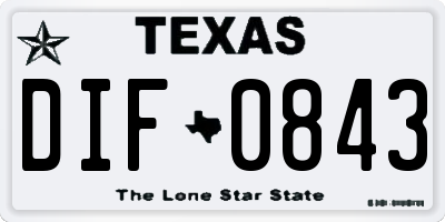 TX license plate DIF0843