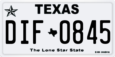 TX license plate DIF0845