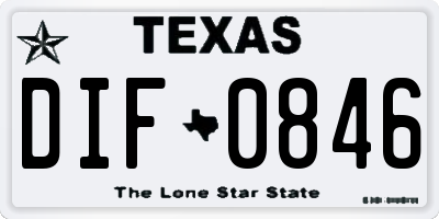TX license plate DIF0846
