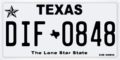 TX license plate DIF0848