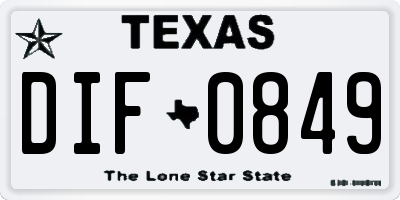 TX license plate DIF0849