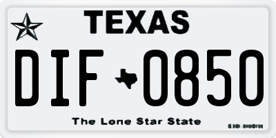TX license plate DIF0850