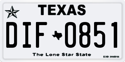 TX license plate DIF0851