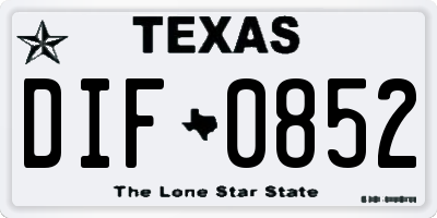 TX license plate DIF0852