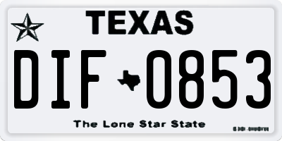 TX license plate DIF0853