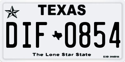 TX license plate DIF0854