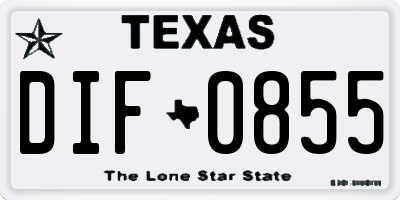 TX license plate DIF0855