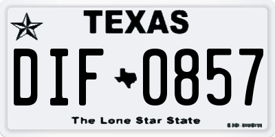 TX license plate DIF0857