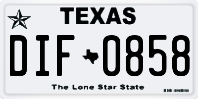 TX license plate DIF0858