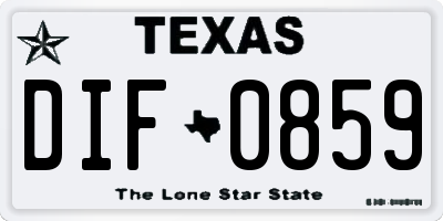 TX license plate DIF0859