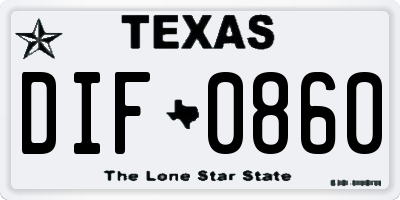 TX license plate DIF0860