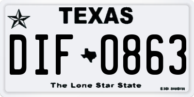 TX license plate DIF0863