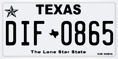 TX license plate DIF0865