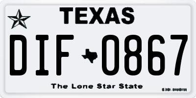 TX license plate DIF0867