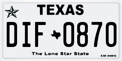 TX license plate DIF0870