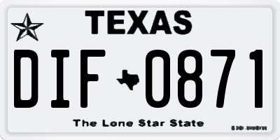 TX license plate DIF0871