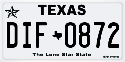 TX license plate DIF0872