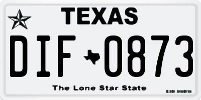 TX license plate DIF0873