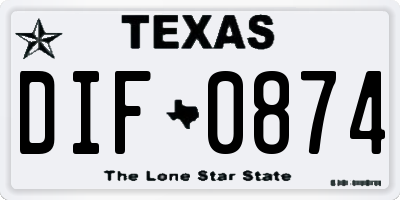 TX license plate DIF0874