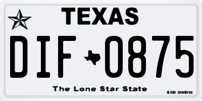 TX license plate DIF0875