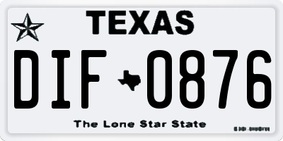 TX license plate DIF0876