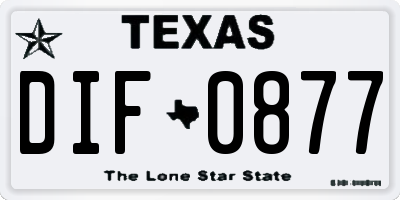 TX license plate DIF0877