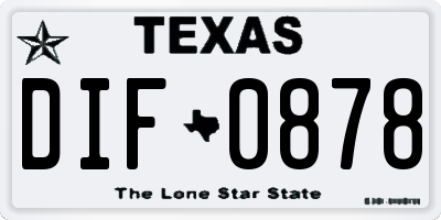 TX license plate DIF0878