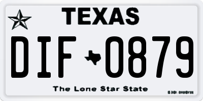 TX license plate DIF0879